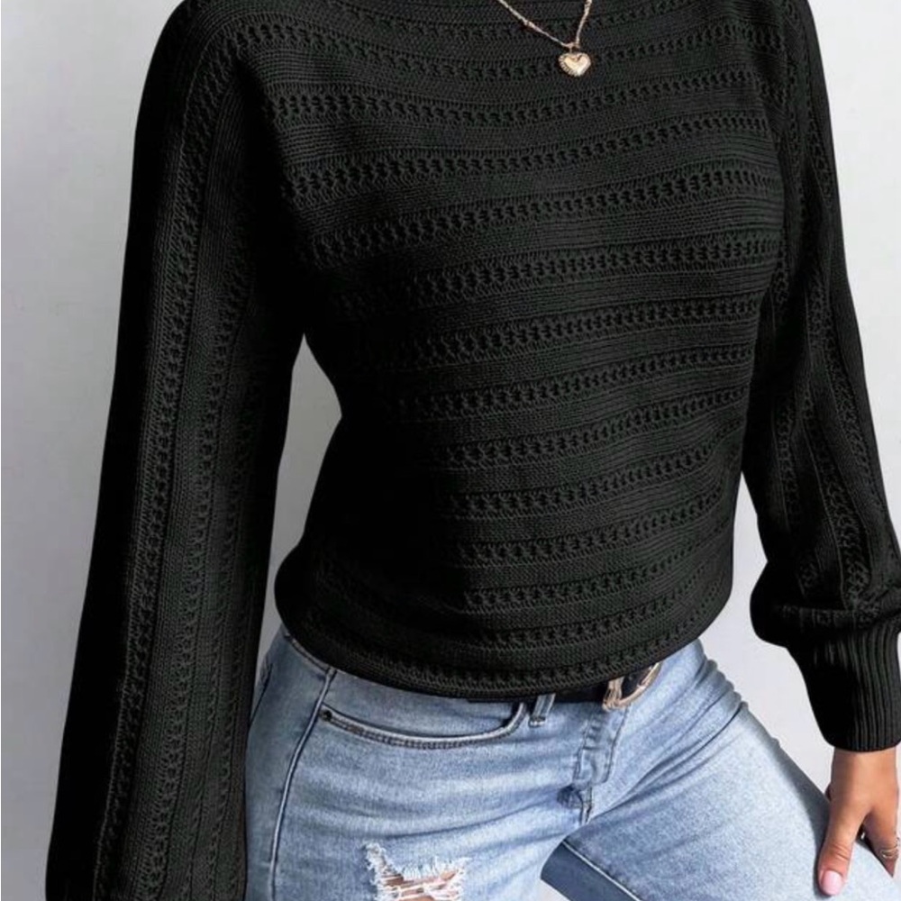 Boat Neck Black Women's Sweater sz S